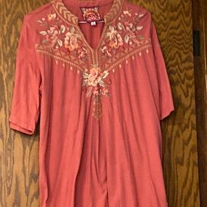Johnny Was Med Embroidered Pink Top $44